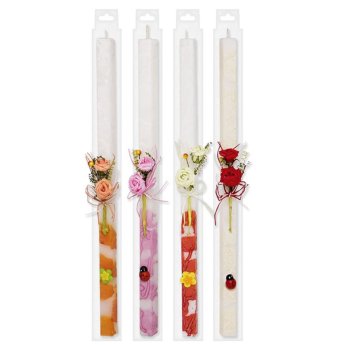 73-319 Λαμπάδα Τετράγωνη Άνθη 40cm