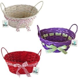 73-1233 Καλάθι Μπαμπού Οβάλ με Φιόγκο 23x18x10cm -Υ10cm-