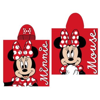 42-3022 Πετσέτα Θαλάσσης Πόντσο Μικροίνες Minnie Κόκκινη 100x50cm