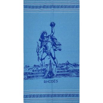 40179 ΠΕΤΣΕΤΑ PESTEMAL VELOUR ΜΕ ΚΟΛΟΣΣΟ RHODES ΜΠΛΕ -90Χ180ΕΚ