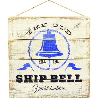 42313 ΠΙΝΑΚΑΣ ΞΥΛ.   SHIP BELL  ΛΕΥΚΟ-ΜΠΕΖ-30Χ30Χ4.5ΕΚ