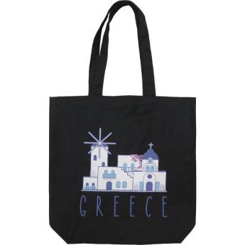 33749 ΤΣΑΝΤΑ ΚΑΜΒΑΣ ΜΕ ΑΝΕΜΟΜΥΛΟ GREECE ΜΑΥΡΟ -43Χ43ΕΚ -