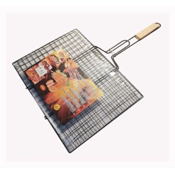 1390-06 ΣΧΑΡΑ ΨΗΣΙΜΑΤΟΣ BBQ ΜΑΥΡΗ ΜΕ ΞΥΛΙΝΗ ΛΑΒΗ 40.5X30.5X60CM