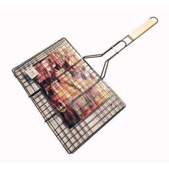 1390-05 ΣΧΑΡΑ ΨΗΣΙΜΑΤΟΣ BBQ ΜΑΥΡΗ ΜΕ ΞΥΛΙΝΗ ΛΑΒΗ 34.5X22.5X55CM