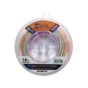 1375-04 MIZOO FISHING ΝΗΜΑ ΨΑΡΕΜΑΤΟΣ ΠΟΛΥΧΡΩΜΟ X8-PE 150M 7.0- O.43MM