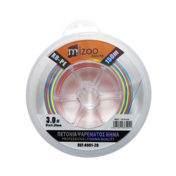 1375-04 MIZOO FISHING ΝΗΜΑ ΨΑΡΕΜΑΤΟΣ ΠΟΛΥΧΡΩΜΟ X8-PE 150M 3.0- O.28MM