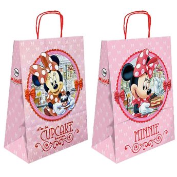 19-359 Τσάντα Δώρου Χάρτινη Minnie ροζ Πεταλούδες 32cm 32x24x10cm