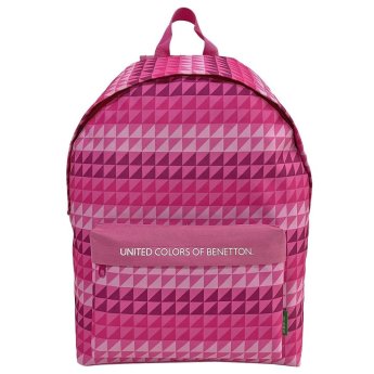 50-3350 Σακίδιο ροζ Σχέδιο Τρίγωνα United Colors of Benetton 41x30x17cm