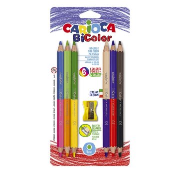 60-724 Ξυλομπογιές Jumbo Διπλής Γραφής με Ξύστρα Carioca σετ-6τεμ