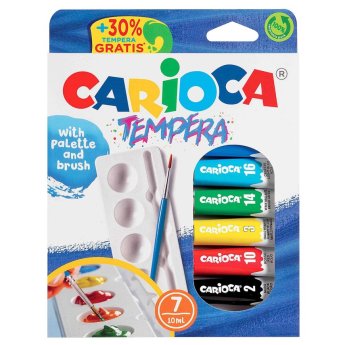 60-725 Σετ 7 Τέμπερες Παλέτα kai Πινέλο Carioca 7x10mL