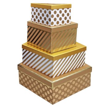 93-3973 Κουτιά Χάρτινα Χρυσά Σετ-4 τεμ 24x19x14cm  28x24x15cm  34x31x16cm  38x35x18cm