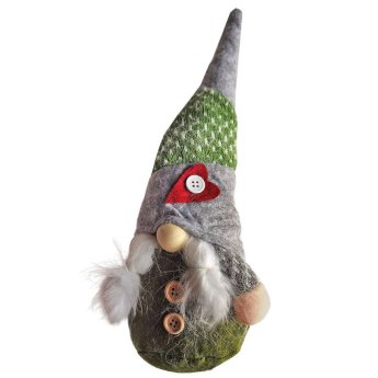 93-3923 Φιγούρα Gnome Πράσινη  με Πλεξούδες 34cm