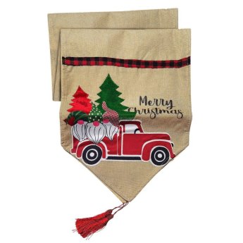 93-3944 Runner Διακόσμησης Τραπεζιού Λινάτσα Santa car 180x35cm