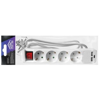 12-2078 Πολύπριζο 4θέσεων και  2usb και  1type C με Κουμπί 1.5m -3x1.5mm2-
