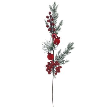 93-3880 Κλαδί με 2 Ρόδια και  γκι 72cm