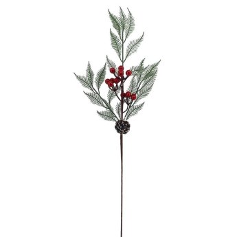 93-3879 Κλαδί με γκι και  Κουκουνάρι 72cm