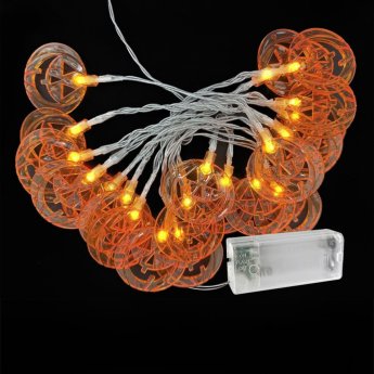 93-3868 20 Λαμπάκια LED Μπαταρίας Κολοκύθες Λευκό Θερμό με Controller IP20 2.2m