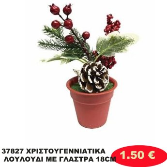 37827 ΧΡΙΣΤΟΥΓΕΝΝΙΑΤΙΚΑ ΛΟΥΛΟΥΔΙ ΜΕ ΓΛΑΣΤΡΑ 18CM