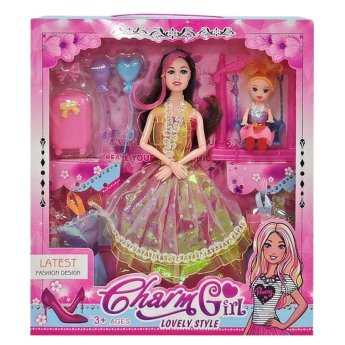 72-2098 Κούκλα 29cm ΚΑΙ Κουκλάκι σε Κούνια. με Αξεσουάρ 30x32x5cm