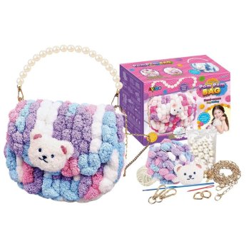 77-1315 Τσάντα Μάλλινη pom pom 23x18x10cm