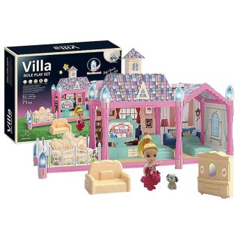 77-1292 Σπιτάκι ΚΑΙ Κουκλίτσα. 71τεμ. Λάμπει στο Σκοτάδι 23x19x7cm