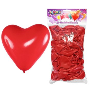 71-3570 Σετ 50 Μπαλόνια Καρδιά Κόκκινη 23cm
