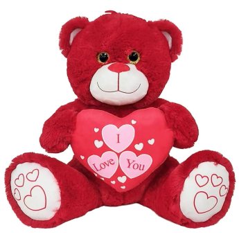 79-525 Αρκουδάκι Λούτρινο με Καρδιά Κόκκινο 40cm