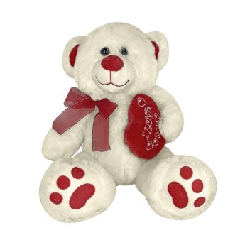 79-504 Αρκουδάκι Λούτρινο με Καρδιά ΚΑΙ Κορδέλα 30cm