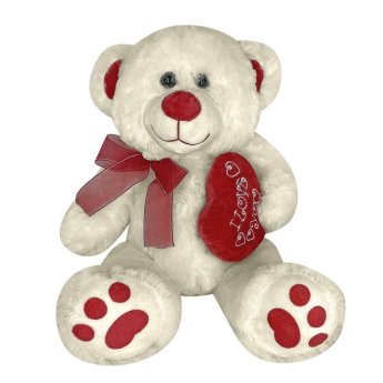 79-505 Αρκουδάκι Λούτρινο με Καρδιά ΚΑΙ Κορδέλα 35cm