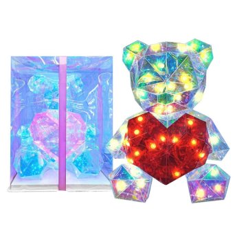 22-3061 Αρκούδος-Καρδιά Ιριδίζον με φως 33cm