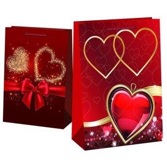 22-2940 Τσάντα Δώρου Χάρτινη Καρδιές -56cm- 56x40x17cm