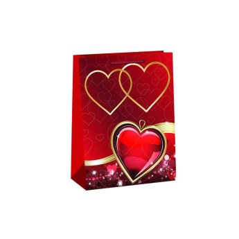 22-118 Τσάντα Δώρου Χάρτινη Καρδιές -14cm- 14x11x6cm