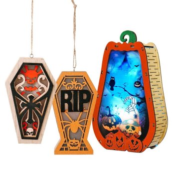 3-2632 Halloween Διακοσμητικό Ξύλινο με φως 15x9x4cm