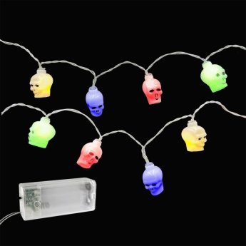 93-3869 20 Λαμπάκια LED Μπαταρίας Νεκροκεφαλές Πολύχρωμα με Controller IP20 2.3m