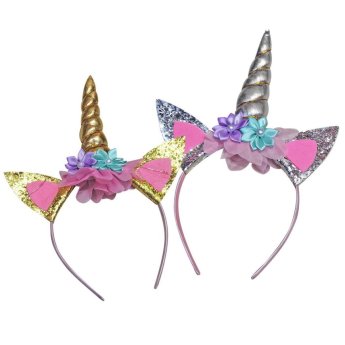 3-2583 Στέκα Μονόκερος Χρυσός με Λουλούδια