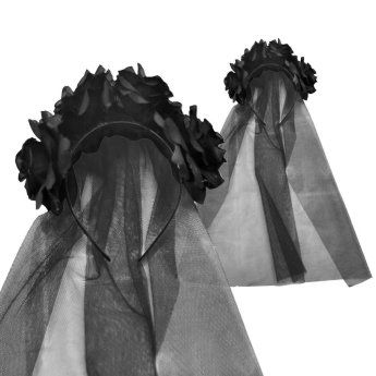 3-2385 Στέκα με Μαυρόασπρα Λουλούδια ΚΑΙ Πέπλο