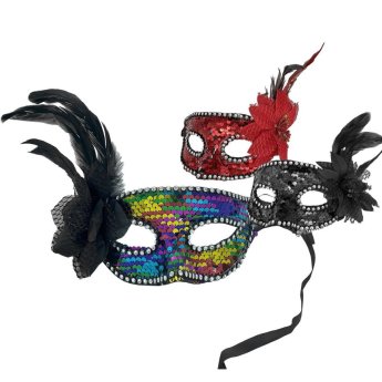 3-2399 Μάσκα Βενετσιάνικη με Λουλούδι. Φτερά ΚΑΙ Πούλιες