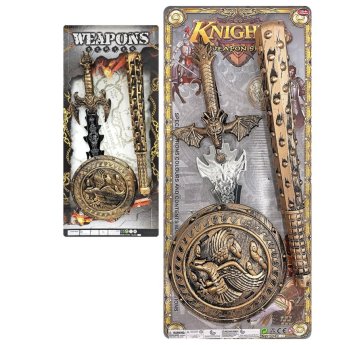 3-1998 Σετ Ιππότη με Ρόπαλο. Ασπίδα. Σπαθί 56x25cm