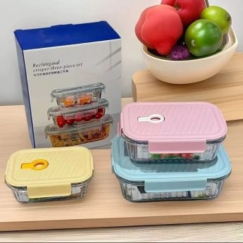 38000 ΦΑΓΗΤΟΔΟΧΕΙΟ ΓΥΑΛΙΝΟ ΣΕΤ 3 ΜΑΖΙ