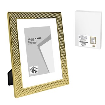 12-2054 Κορνίζα Ατσάλινη με Χρυσή Πλέξη 13x18cm