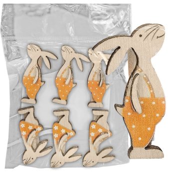 73-2267 Μανταλάκια Λαγός Ξύλινα Σετ-6 τεμ 4.5cm