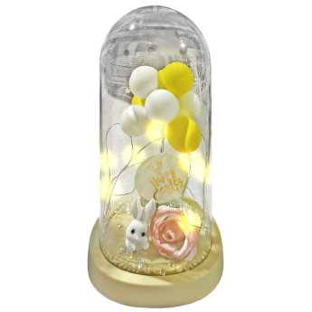 73-2256 Γυάλα με φως Λαγουδάκι ΚΑΙ Μπάλες 22x11cm