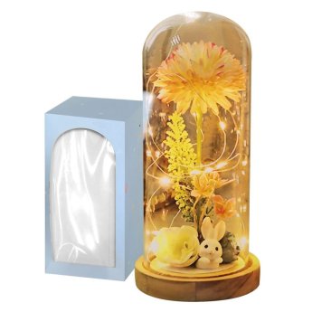 73-2251 Γυάλα με φως ΚΑΙ Λαγουδάκι Λουλούδι 22x11cm