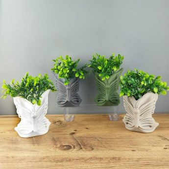 22-3030 Διακοσμητική Γλάστρα Πεταλούδα με Άνθος 18x12cm