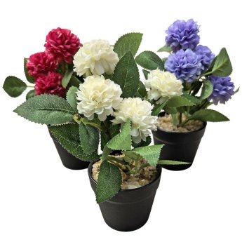 22-3015 Γλαστράκι Μαύρο με Χώμα ΚΑΙ Χρυσάνθεμα 20x o7.5cm