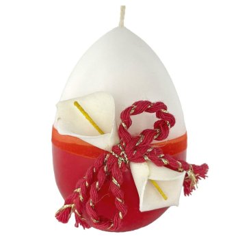 73-2007 Κερί Δίχρωμο Αυγό Κορδόνι Κρίνος 9cm
