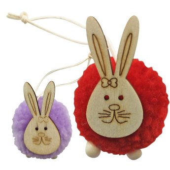 73-1592 Στολίδι Κρεμαστό Λαγός σε Φούντα 5cm