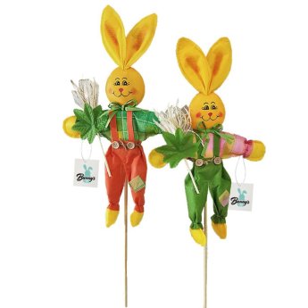 73-1583 Λαγός με Στάχι σε Καλάμι 58cm -κούκλα 40cm-