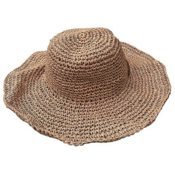 42-3334 Καπέλο Ψαθόχαρτο Χειροποίητο Μαλακό Καφέ o40cm