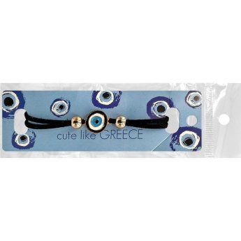 20-1404 Βραχιόλι Μάτι με Μαύρο Δερματάκι